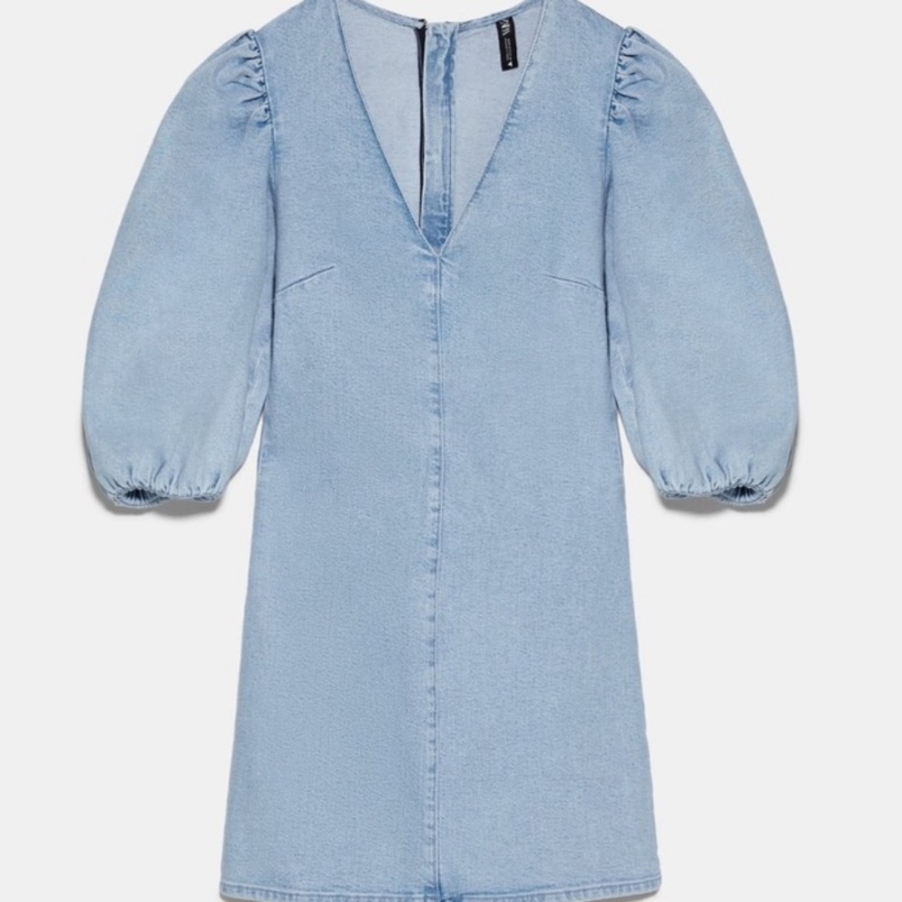 Zara denim dress with balloon sleeves. Sz. Large